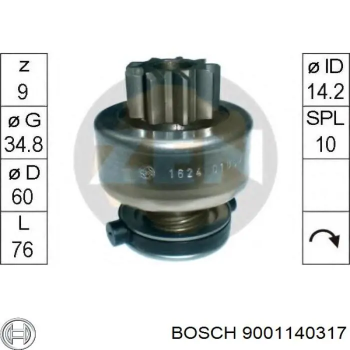 9001140317 Bosch Roda-livre do motor de arranco