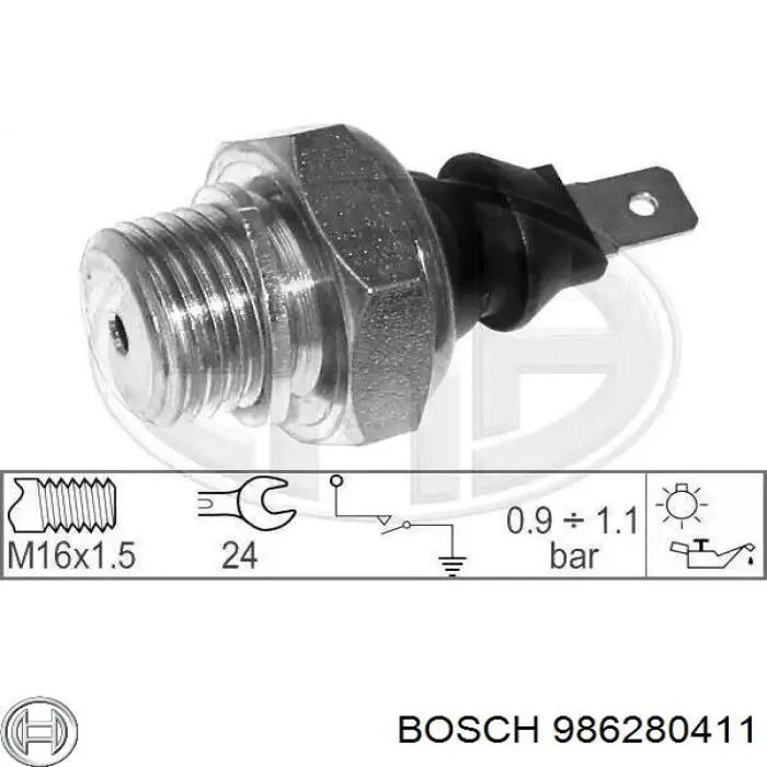 Compre 986280411 Bosch Sensor de posição (de revoluções) de cambota