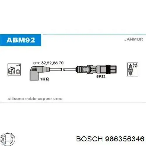 Fios de alta voltagem, kit Bosch 986356346 preço, a partir de 64,43 USD