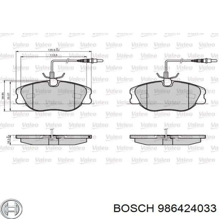 986424033 Bosch Sapatas do freio dianteiras de disco