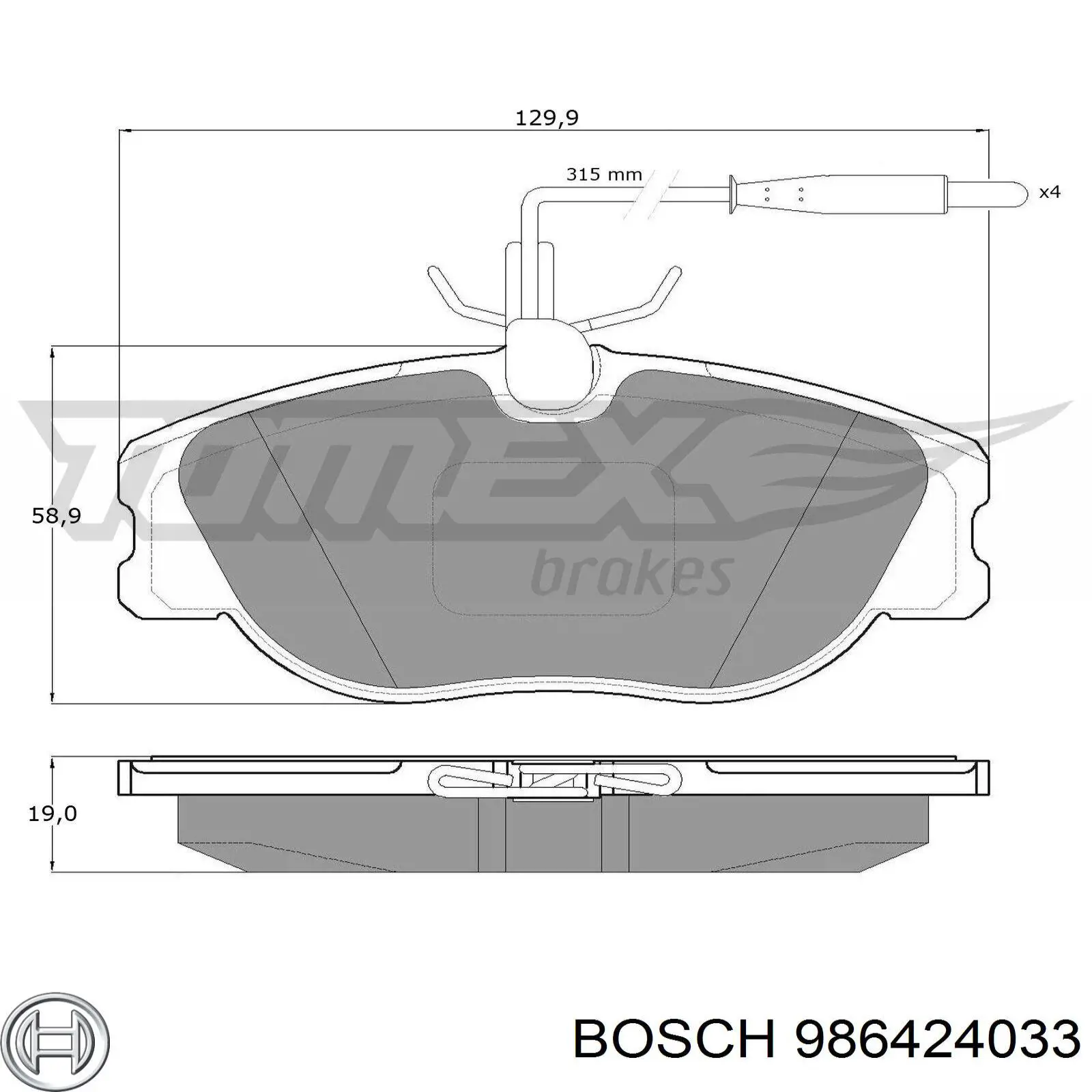 986424033 Bosch Sapatas do freio dianteiras de disco
