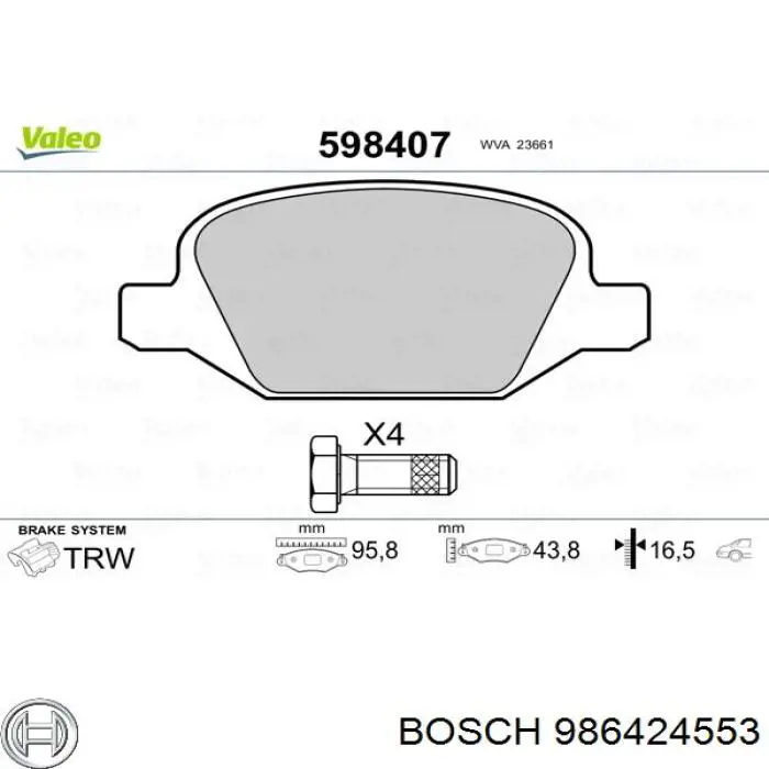 Sapatas do freio traseiras de disco Bosch 986424553 preço, a partir de 26,65 USD