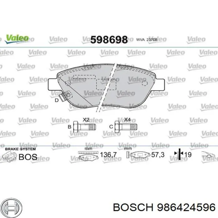 Compre 986424596 Bosch Sapatas do freio dianteiras de disco
