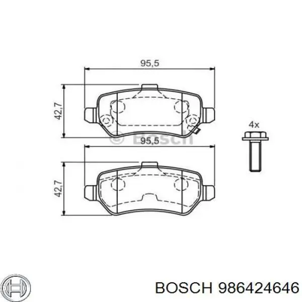 Sapatas do freio traseiras de disco 986424646 Bosch