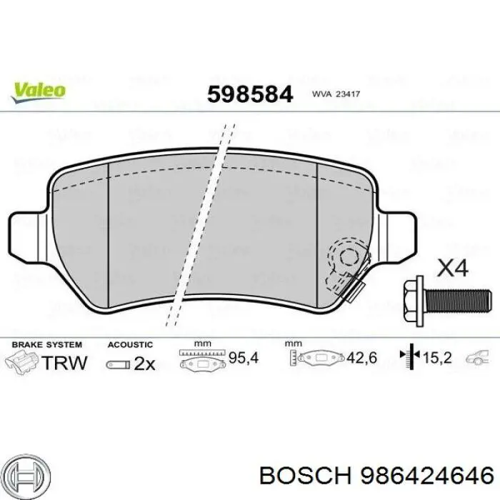 Compre 986424646 Bosch Sapatas do freio traseiras de disco