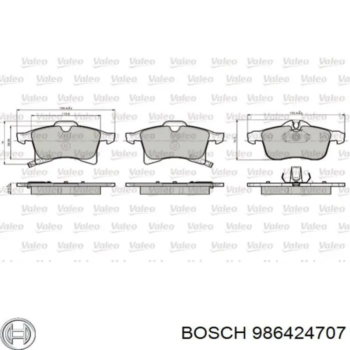 Sapatas do freio dianteiras de disco Bosch 986424707