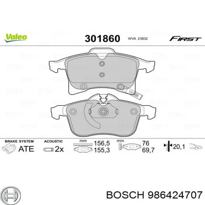 Compre 986424707 Bosch Sapatas do freio dianteiras de disco