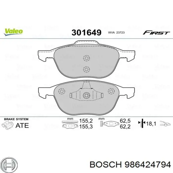 Compre 986424794 Bosch Sapatas do freio dianteiras de disco