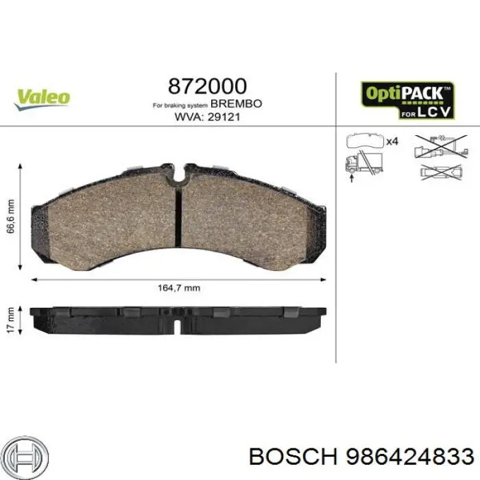 Sapatas do freio dianteiras de disco Bosch 986424833 preço, a partir de 31,48 USD