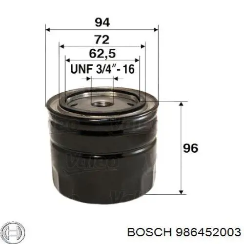 Filtro de óleo Bosch 986452003