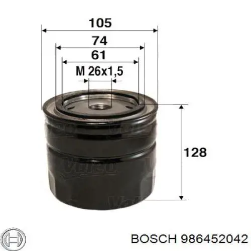 986452042 Bosch Filtro de óleo