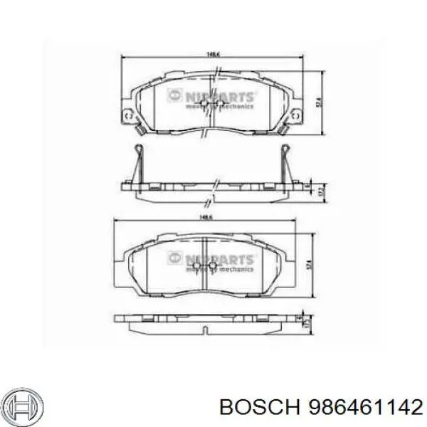 Sapatas do freio dianteiras de disco 986461142 Bosch