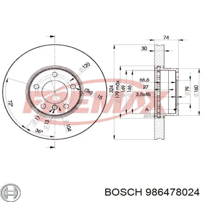 Disco do freio dianteiro Bosch 986478024 preço, a partir de 62,02 USD