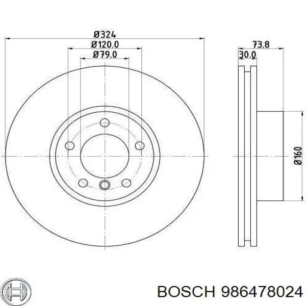 986478024 Bosch Disco do freio dianteiro