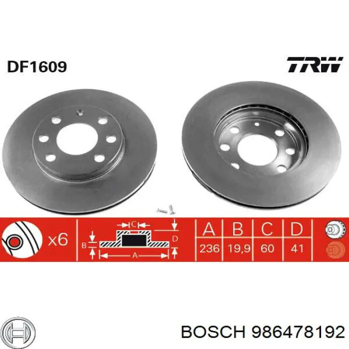 986478192 Bosch Disco do freio dianteiro