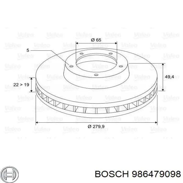 Disco do freio dianteiro 986479098 Bosch
