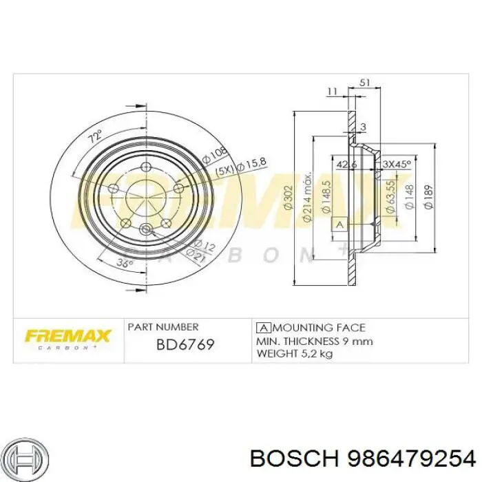 Compre 986479254 Bosch Disco do freio traseiro