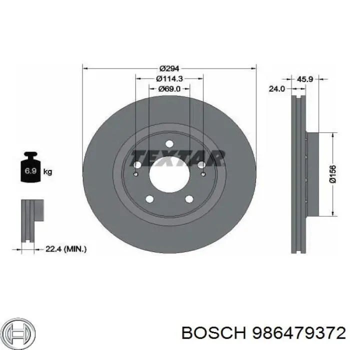 Disco do freio dianteiro 986479372 Bosch