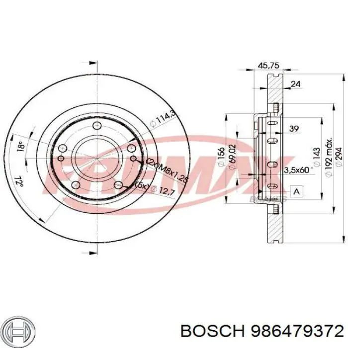 986479372 Bosch Disco do freio dianteiro