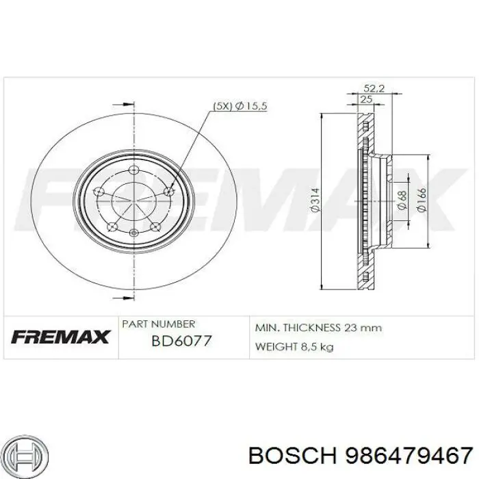 Compre 986479467 Bosch Disco do freio dianteiro