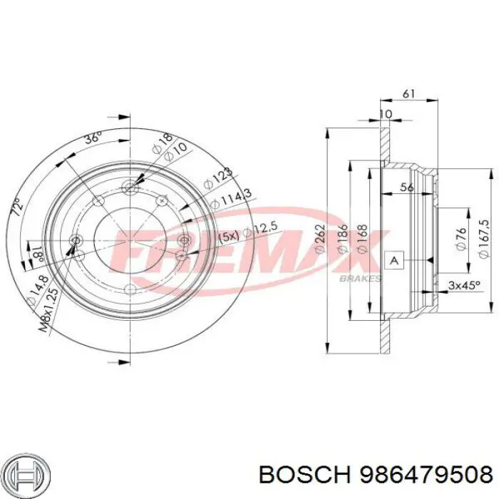 Disco do freio traseiro 986479508 Bosch