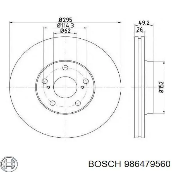 Disco do freio dianteiro 986479560 Bosch