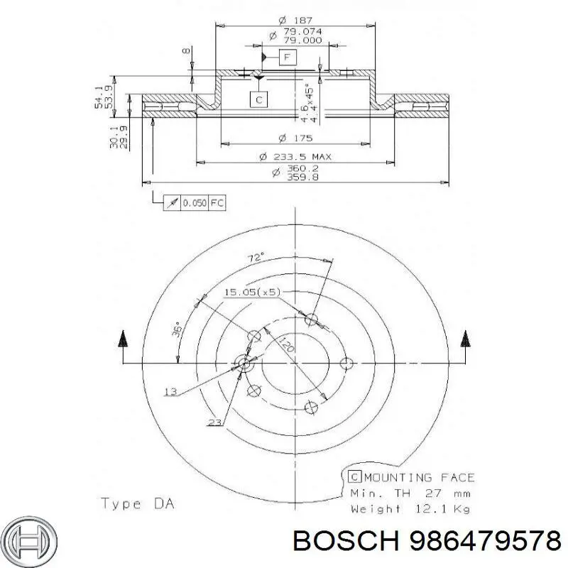 986479578 Bosch Disco do freio dianteiro