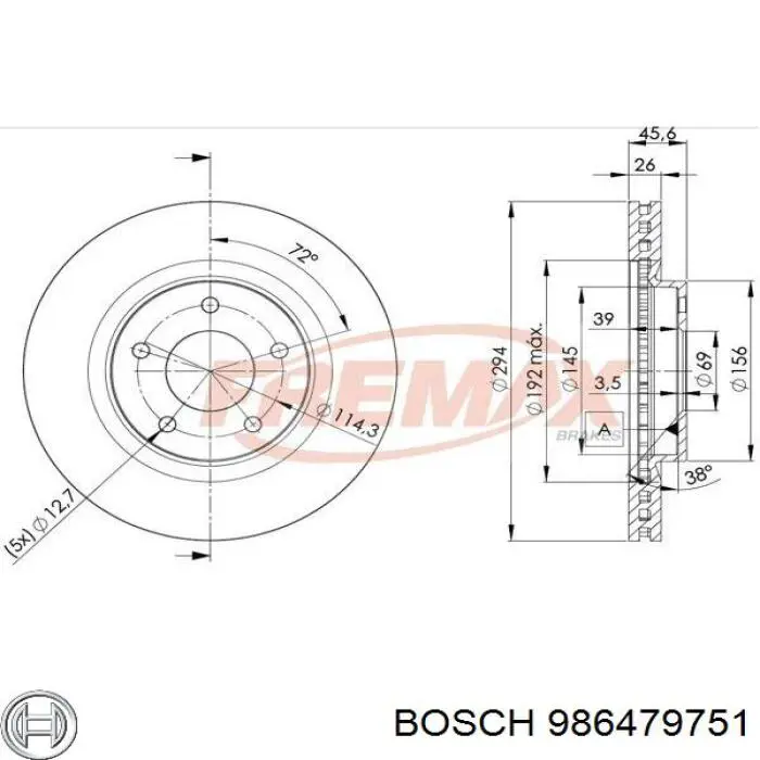 986479751 Bosch Disco do freio dianteiro