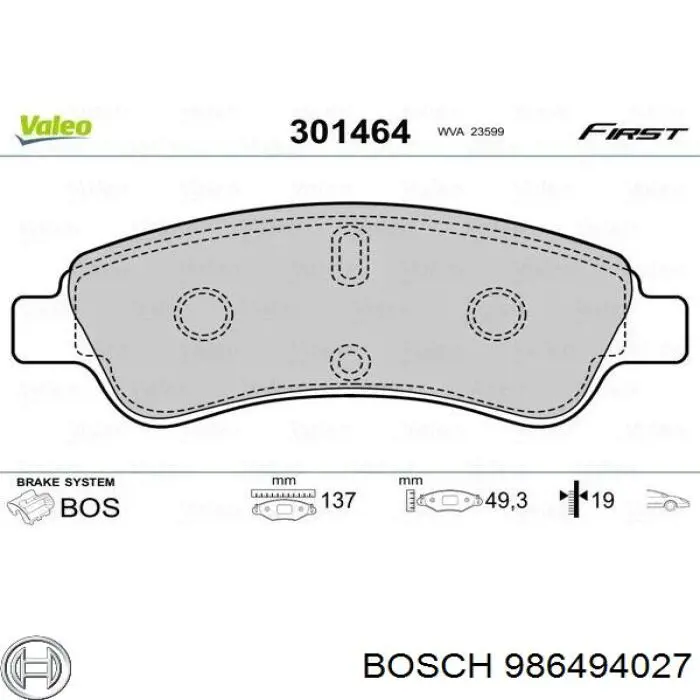 Sapatas do freio dianteiras de disco Bosch 986494027 preço, a partir de 21,50 USD
