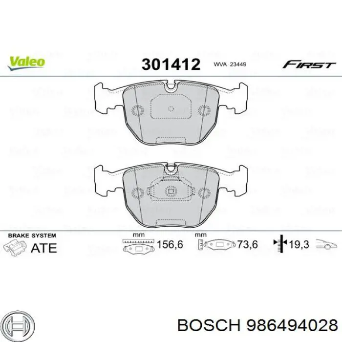Compre 986494028 Bosch Sapatas do freio dianteiras de disco