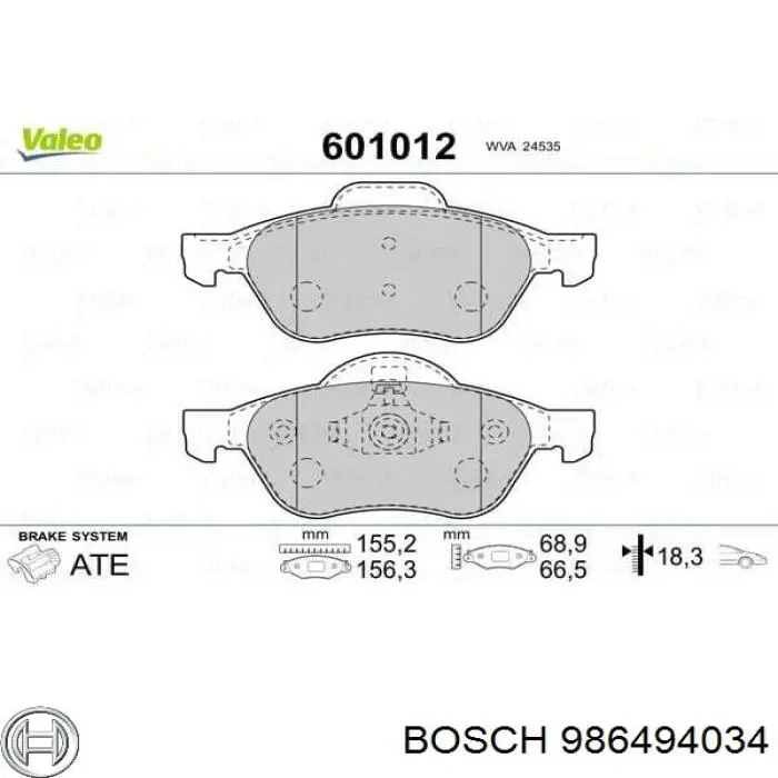 Compre 986494034 Bosch Sapatas do freio dianteiras de disco