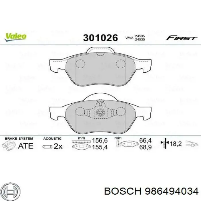 986494034 Bosch Sapatas do freio dianteiras de disco
