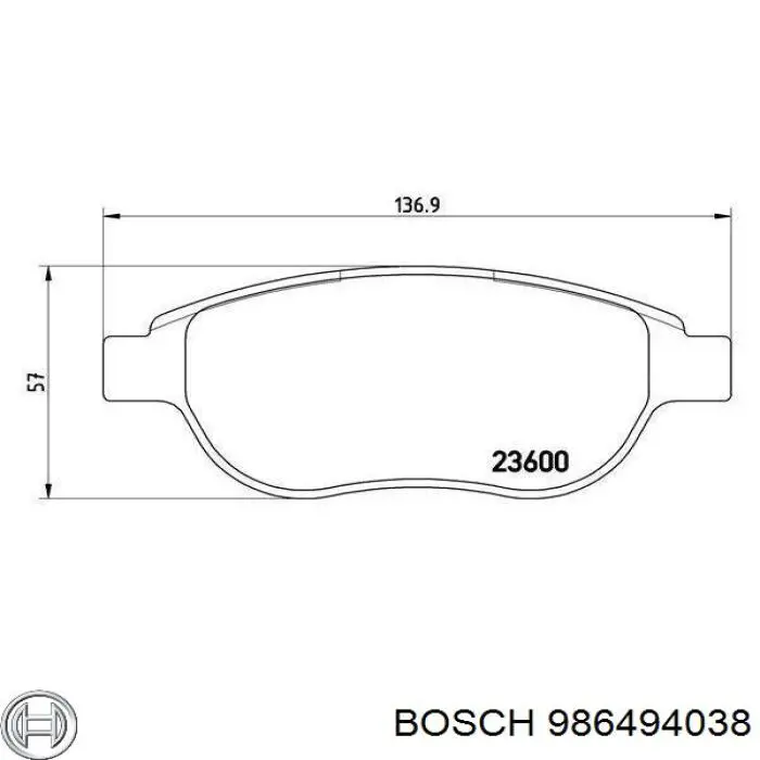 Sapatas do freio dianteiras de disco 986494038 Bosch