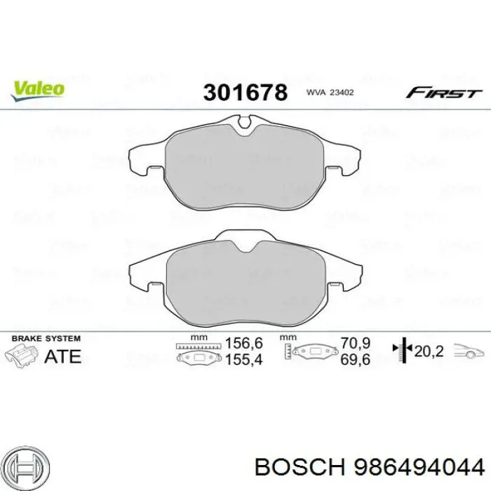 986494044 Bosch Sapatas do freio dianteiras de disco