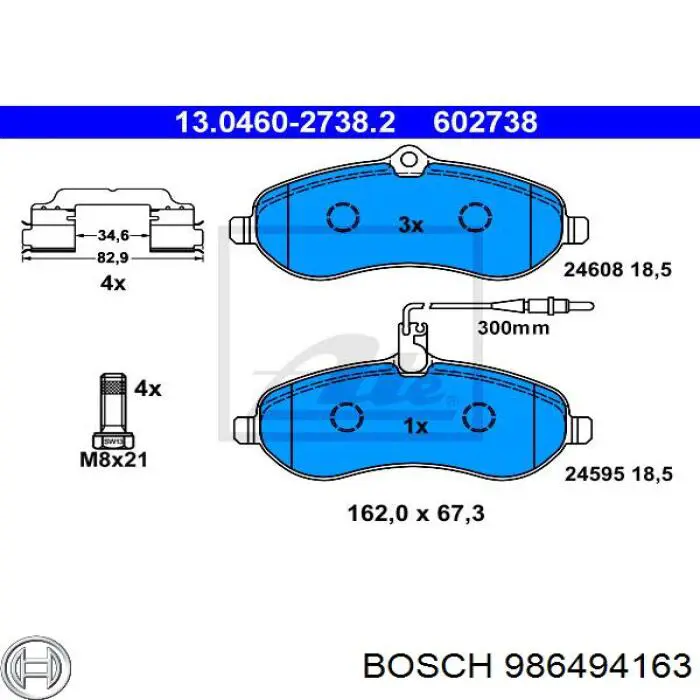 986494163 Bosch Sapatas do freio dianteiras de disco
