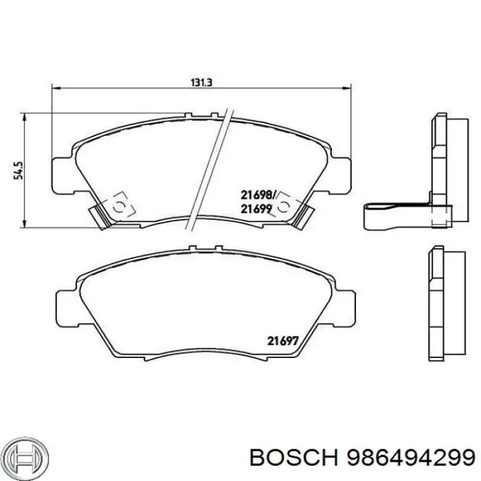 Sapatas do freio dianteiras de disco 986494299 Bosch