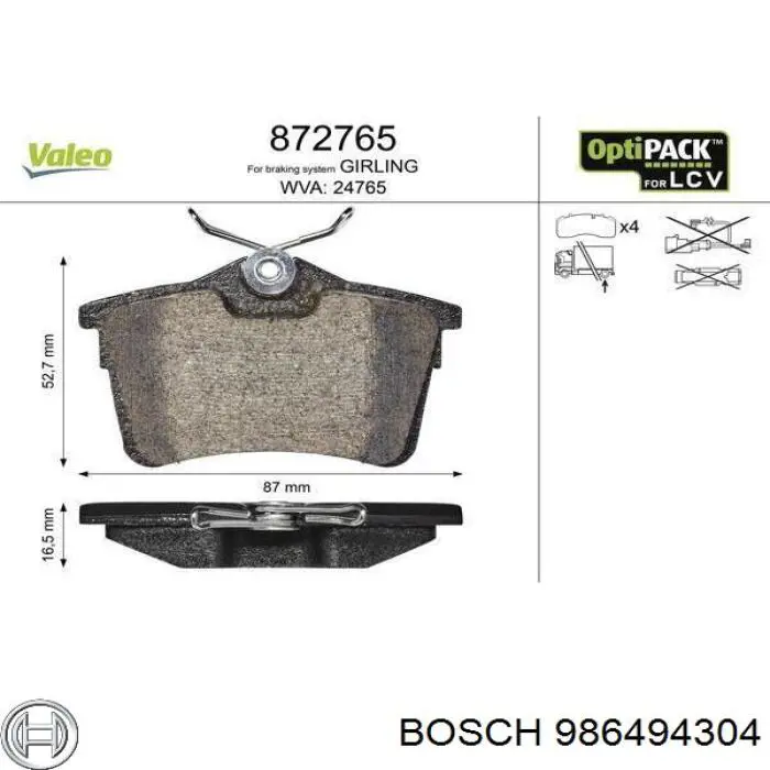 Compre 986494304 Bosch Sapatas do freio traseiras de disco