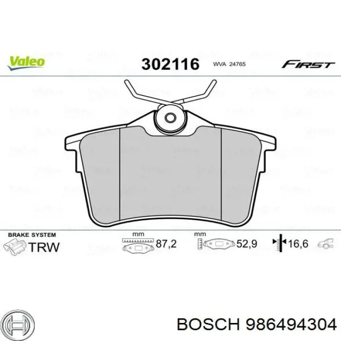 986494304 Bosch Sapatas do freio traseiras de disco