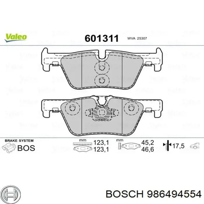 Sapatas do freio traseiras de disco Bosch 986494554 preço, a partir de 29,35 USD