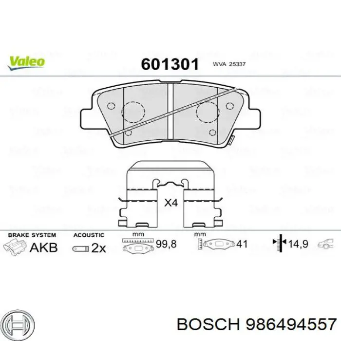 986494557 Bosch Sapatas do freio traseiras de disco