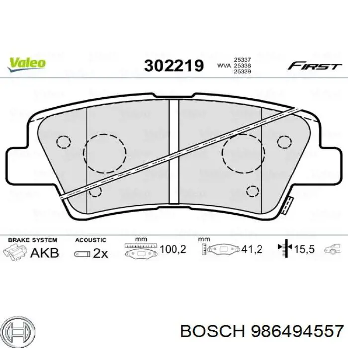 986494557 Bosch Sapatas do freio traseiras de disco