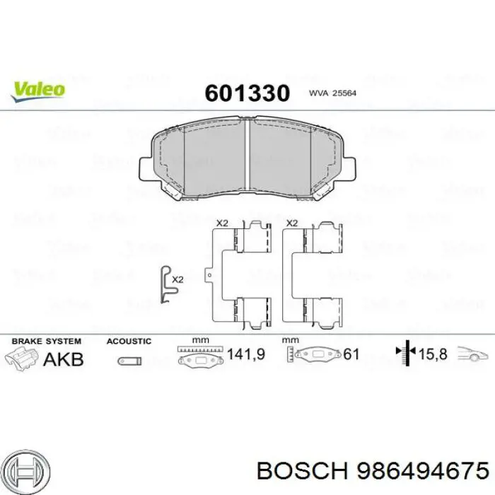 Sapatas do freio dianteiras de disco Bosch 986494675 preço, a partir de 31,39 USD