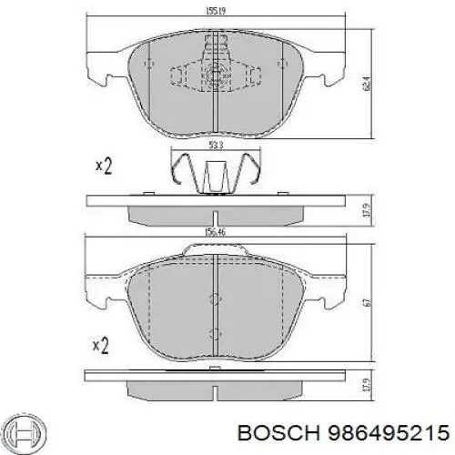 Compre 986495215 Bosch Sapatas do freio dianteiras de disco