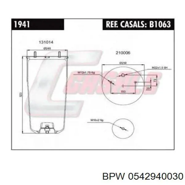 Compre 0542940030 BPW Coxim pneumático (suspensão de lâminas pneumática) do eixo
