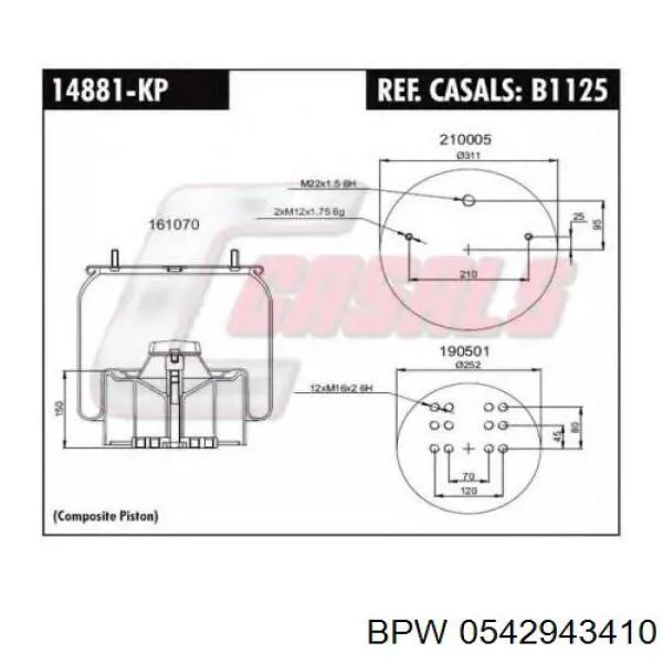 Compre 0542943410 BPW Coxim pneumático (suspensão de lâminas pneumática) do eixo