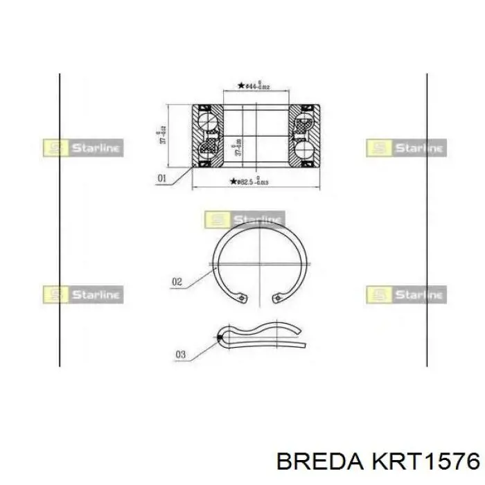 Rolamento de cubo dianteiro KRT1576 Breda