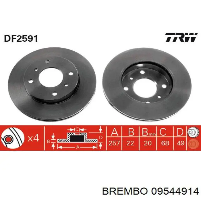 Compre 09544914 Brembo Disco do freio dianteiro