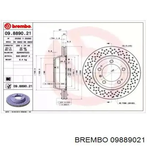 Disco do freio traseiro Brembo 09889021 preço, a partir de 96,53 USD