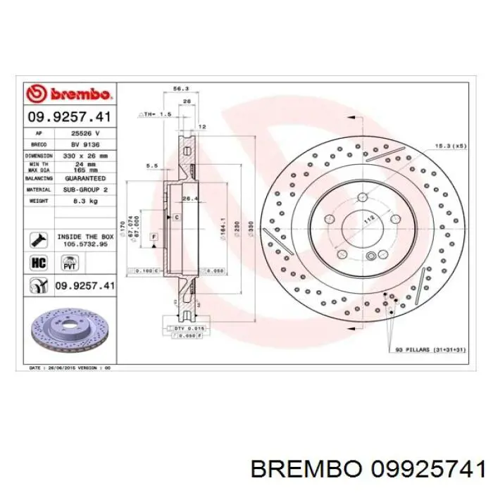 Disco do freio traseiro Mercedes A1714230212 preço, a partir de 111,38 USD
