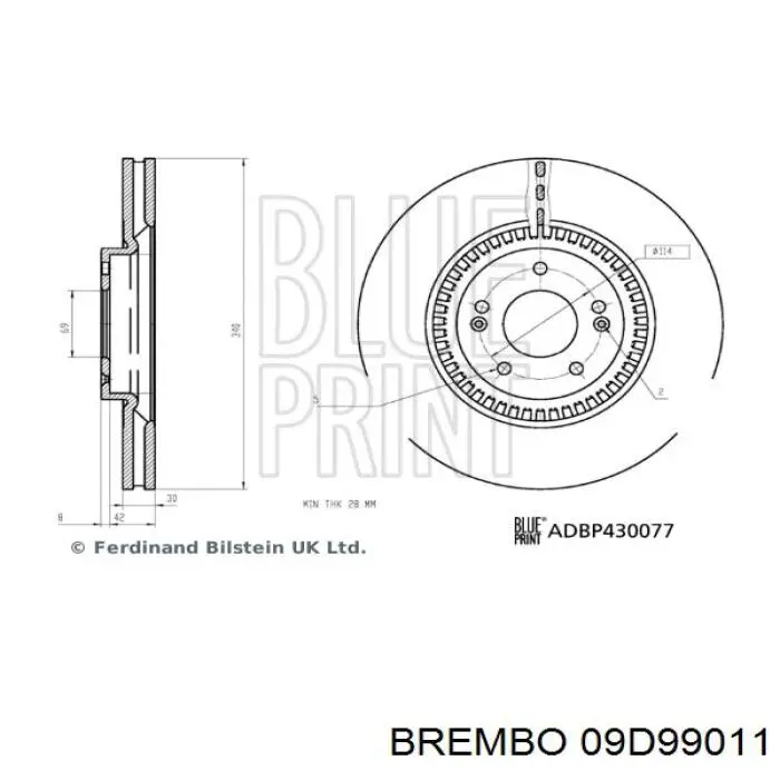 Disco do freio dianteiro 51712B8000 Hyundai/Kia